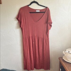 Rust Red V-Neck Dress Maurices 1x